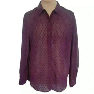 Banana Republic Swiss Dot Sheer Blouse Purple Size S